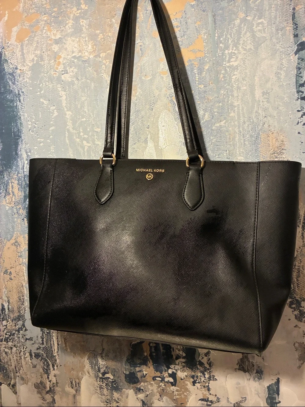 GUC !Genuine Michael Kors Black  Leather XL Tote